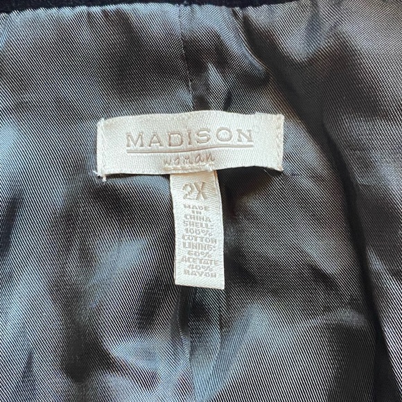 Madison Woman 2X Black Velvet Blazer Jacket Coat - Picture 7 of 11